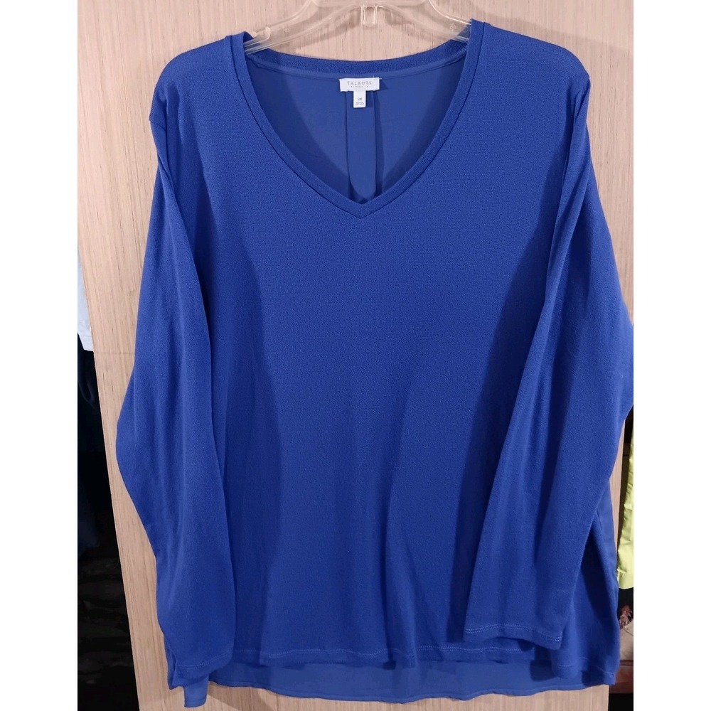TALBOTS 2X Women's  Purple V- Neck Sweater Semi sheer back, Long Sleeves‎